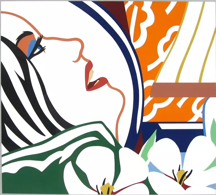 Шелкография. Том Вессельман. «Лицо в кровати с оранжевыми обоями», 1987 Шелкография. Том Вессельман. «Лицо в кровати с оранжевыми обоями», 1987