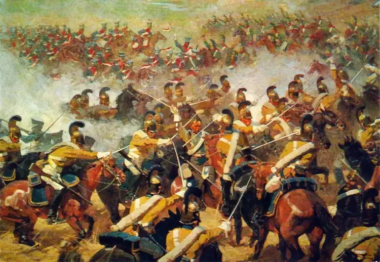 Франц Рубо. Картина «Бородинская битва». Фрагмент «Кавалерист в гуще врагов», 1912