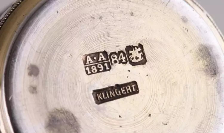 Gustav Klingerts Silber. Alte Stempelmarke mit dem Namen KLINGERT Gustav Klingerts Silber. Alte Stempelmarke mit dem Namen KLINGERT
