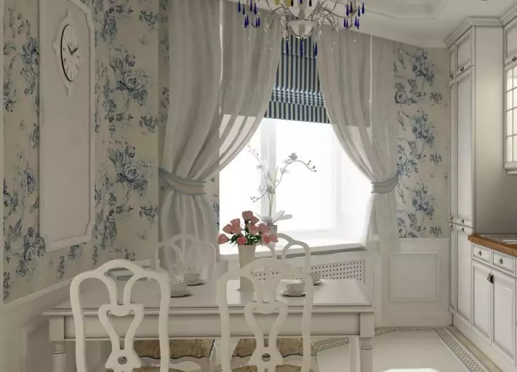 Прованс. Интерьер кухни в бело-голубых оттенках в стиле прованс