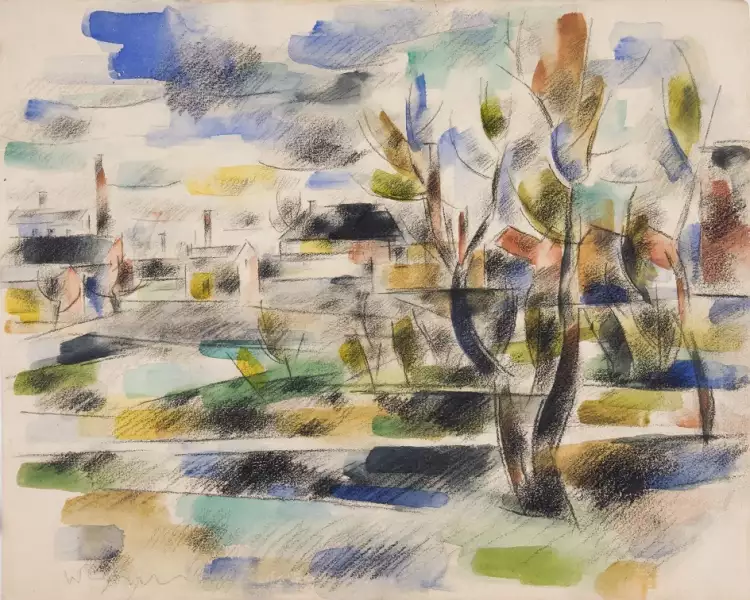 Владислав Стржеминский. Картина «Пейзаж Лодзи со стороны Реткивии», 1941