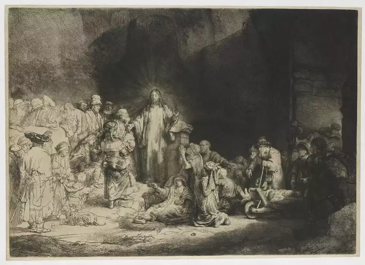 Офорт. Рембрандт. «Христос, исцеляющий больных», 1643-1649 Офорт. Рембрандт. «Христос, исцеляющий больных», 1643-1649