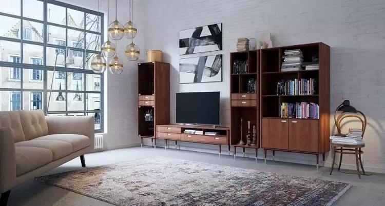 Стиль интерьера ретро. Интерьер гостиной с ковром и мебельным гарнитуром в стиле ретро Стиль интерьера ретро. Интерьер гостиной с ковром и мебельным гарнитуром в стиле ретро