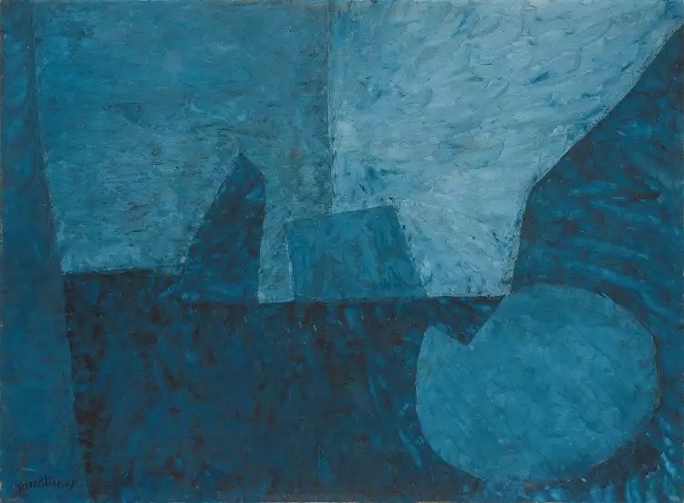 Серж Поляков. Картина «Синяя композиция с кругом», 1955