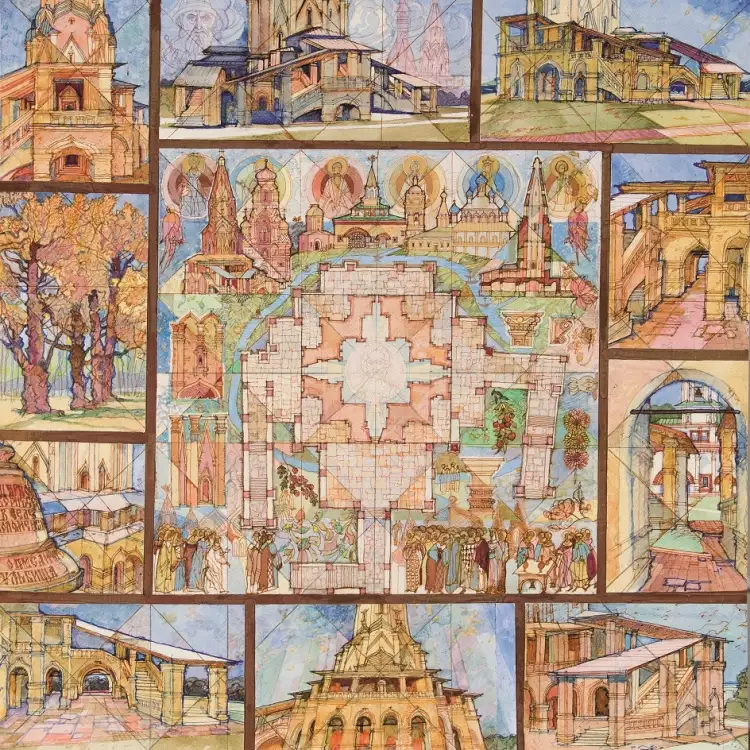 Герман Орлов. Коллаж с планом церкви Вознесения