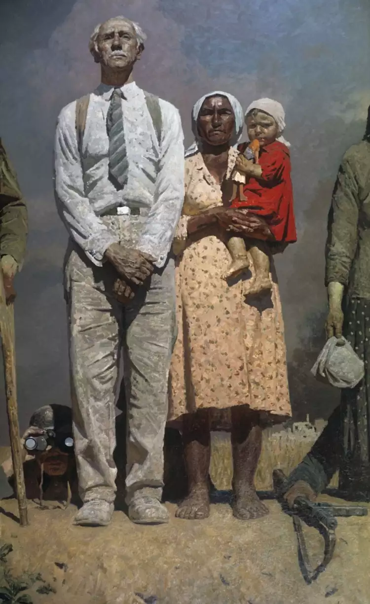 Гелий Коржев. Картина «Заслон» из серии «Опаленные огнем войны», 1967