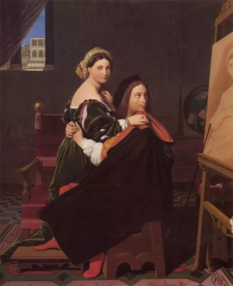 Classicisme français. Jean Auguste Dominique Ingres. Rafael et Fornarina, 1814
