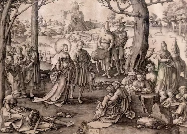 Гравюра. Лука Лейденский. «Танец Магдалины», 1519 Гравюра. Лука Лейденский. «Танец Магдалины», 1519