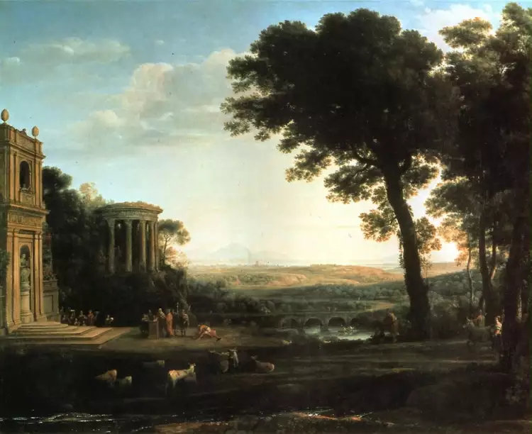 Клод Лоррен. Картина «Пейзаж с жертвоприношением Аполлону», 1662