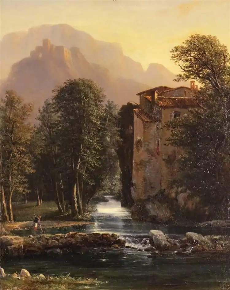 Исидор Даньян. Картина «Рыбак на берегу реки», дата создания неизвестна