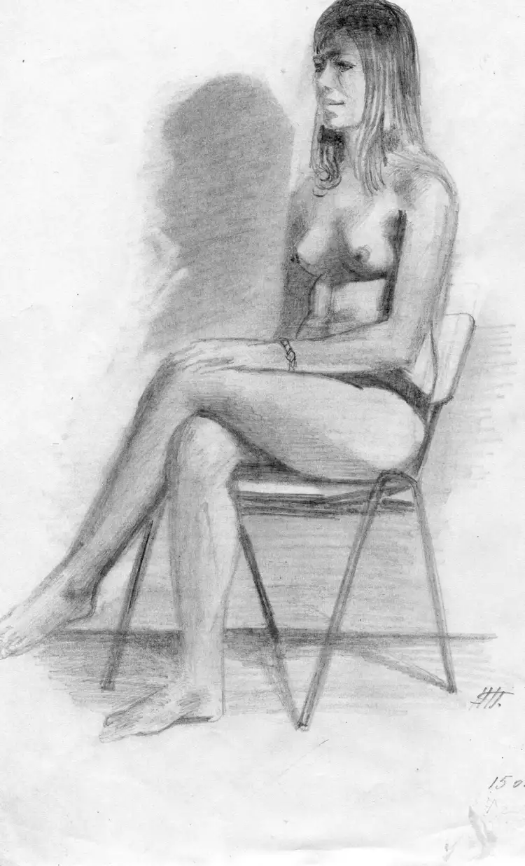 Зарисовка с натуры. Зарисовка обнаженной женщины