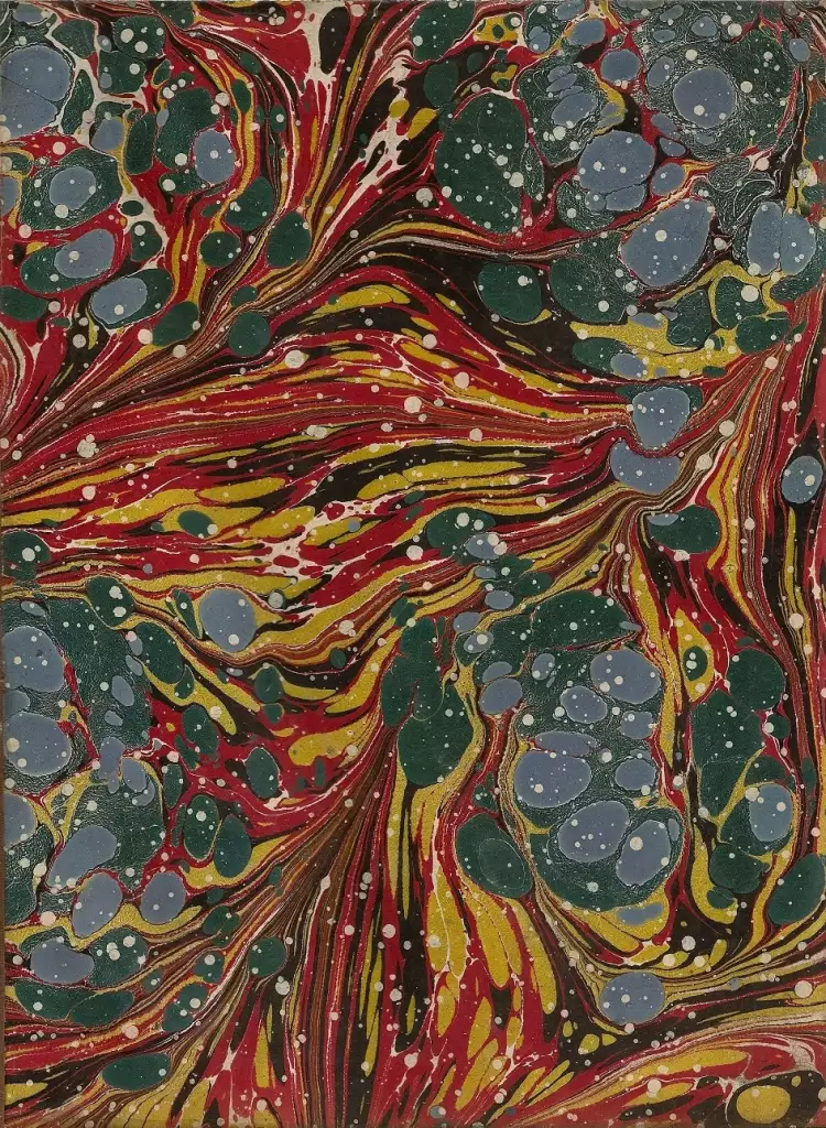 Эбру. Форзац шотландской книги в технике эобу, Середина XIX века