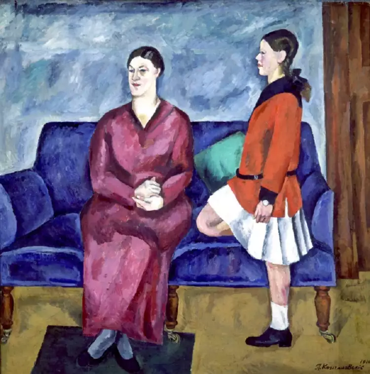 Петр Кончаловский. «Портрет С. П. Кончаловской с дочерью», 1916