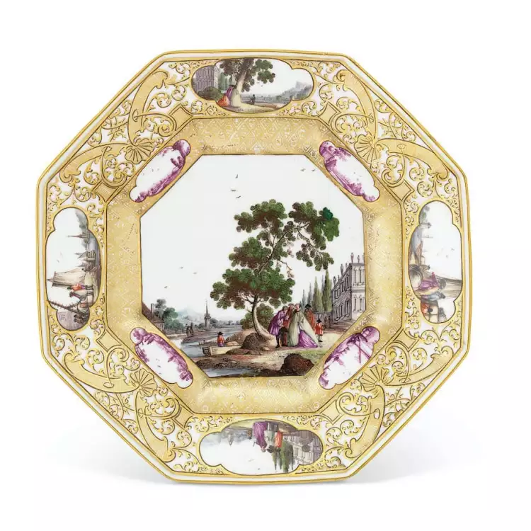 Марки и клейма Мейсенского фарфора в XVIII веке. Октагональная тарелка из сервиза «Кристи Миллер»