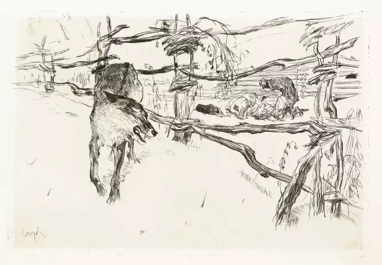 Рисунок. Валентин Серов. «Волк и пастухи», 1898 Рисунок. Валентин Серов. «Волк и пастухи», 1898
