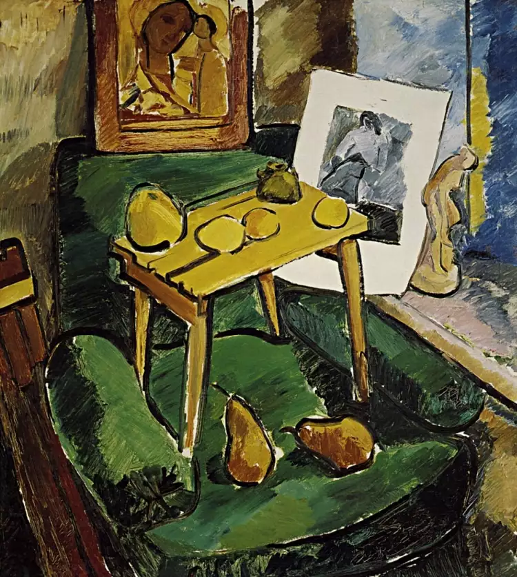 Наталья Сергеевна Гончарова. Картина «В мастерской художника», 1907–1908