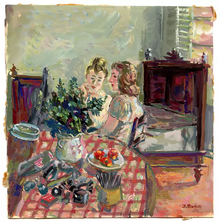 Илья Шор. Картина «Две женщины в интерьере», 1941