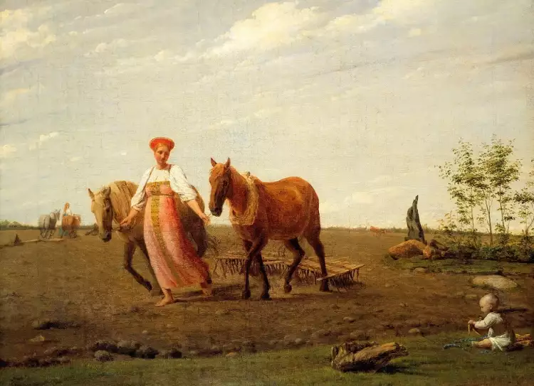 Sentimentalismus. Alexei Wenezianow. Auf dem Ackerland. Frühling, 1820 Sentimentalismus. Alexei Wenezianow. Auf dem Ackerland. Frühling, 1820