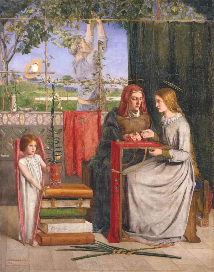 Прерафаэлиты. Данте Габриэль Россетти. «Юность Девы Марии», 1849 Прерафаэлиты. Данте Габриэль Россетти. «Юность Девы Марии», 1849