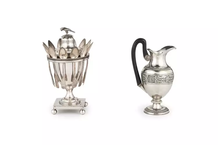 Клейма на серебряных изделиях Италии. Набор серебряной посуды, Италия, XIX век Клейма на серебряных изделиях Италии. Набор серебряной посуды, Италия, XIX век