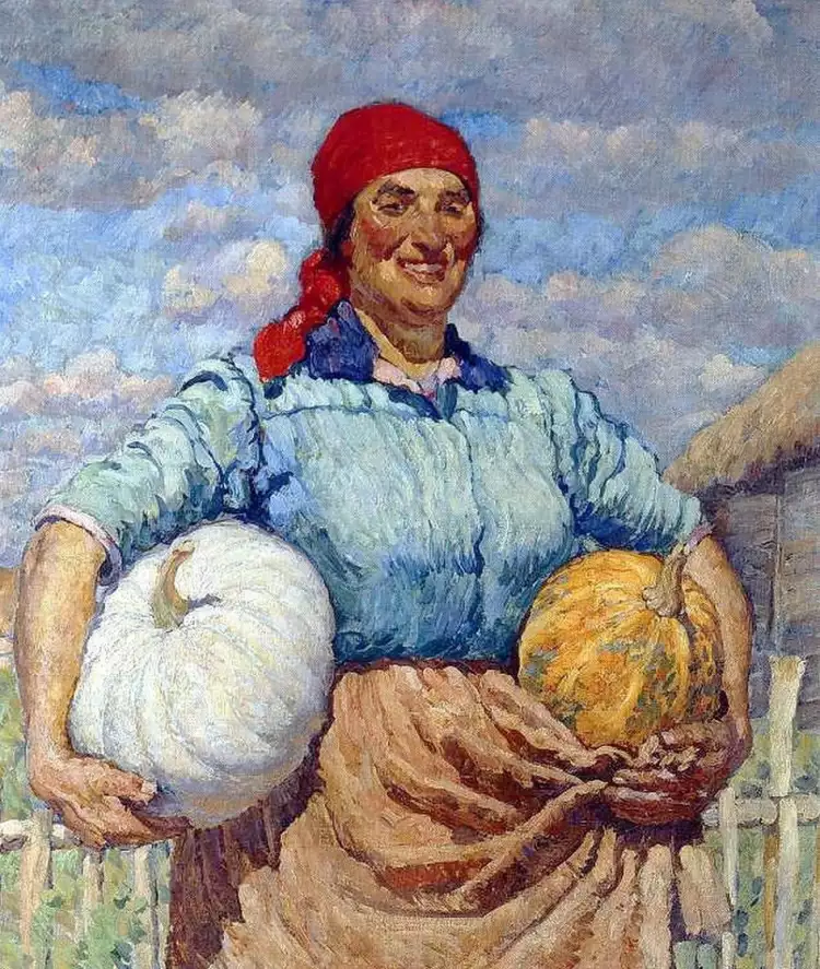 Илья Машков. «Колхозница с тыквами», 1930