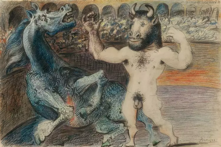 Мифы Древней Греции в живописи. Пабло Пикассо. «Минотавр и раненая лошадь»
