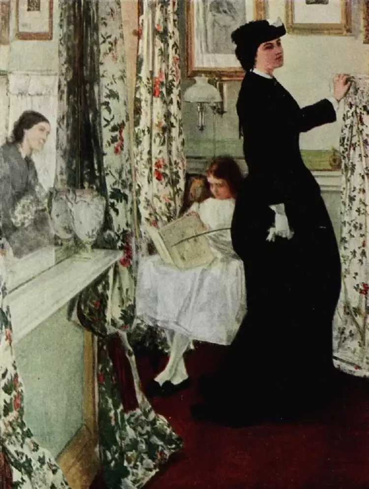 Джеймс Уистлер. Картина «Гармония в зелёном и розовом. Музыкальная комната», 1861