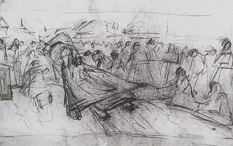 Рисунок. Василий Суриков. Зарисовка с натуры к «Боярыне Морозовой», 1884-1885 Рисунок. Василий Суриков. Зарисовка с натуры к «Боярыне Морозовой», 1884-1885