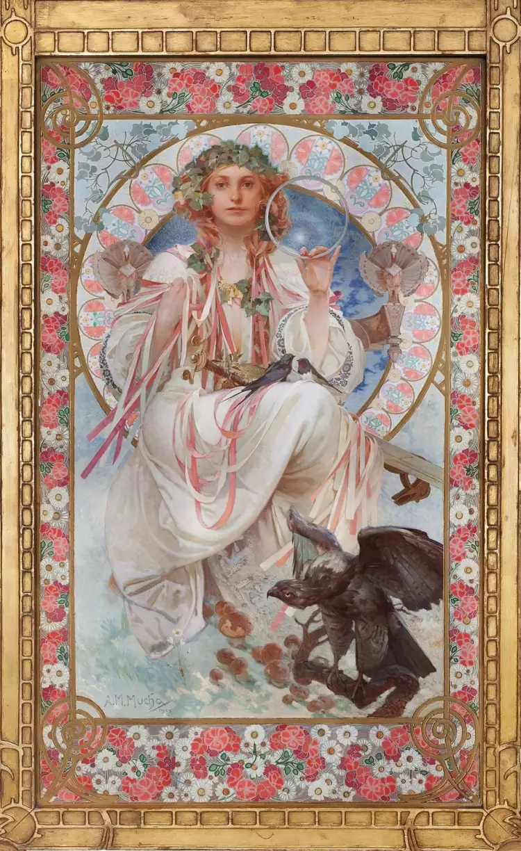 Альфонс Муха. «Портрет Жозефины Крейн Брэдли в образе славянской девушки», 1908