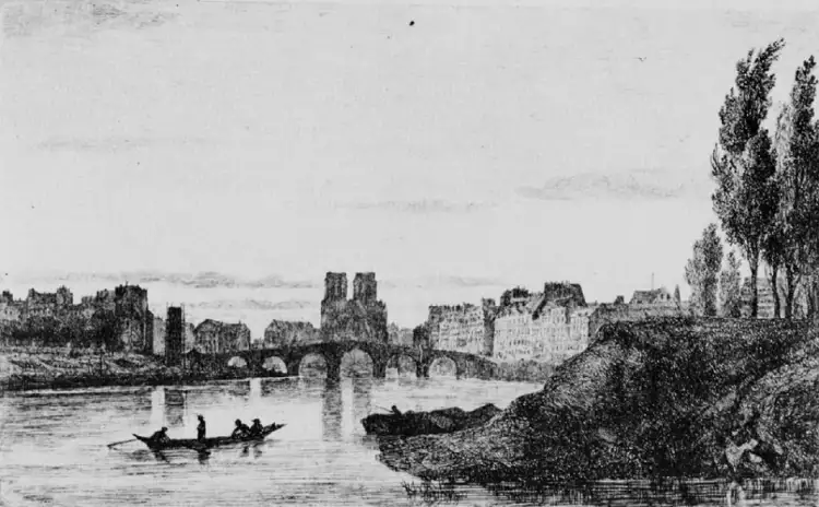 Шарль-Франсуа Добиньи. «Вид на Собор Парижской Богоматери и остров Сен-Луи», 1838