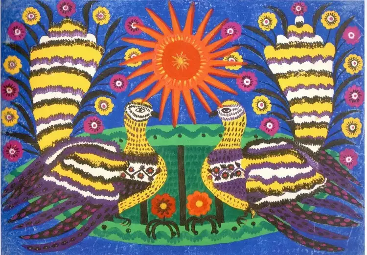 Мария Примаченко. Картина «Чайки в лодке», 1967