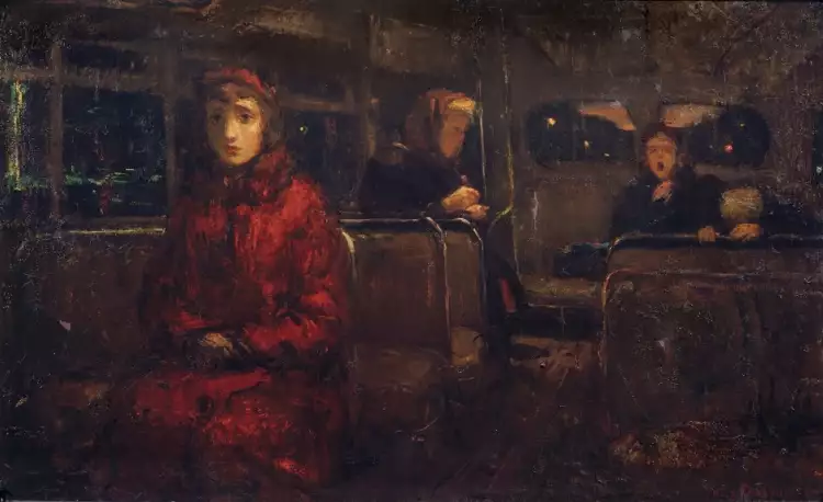 Илья Глазунов. Картина «Последний автобус», 1955