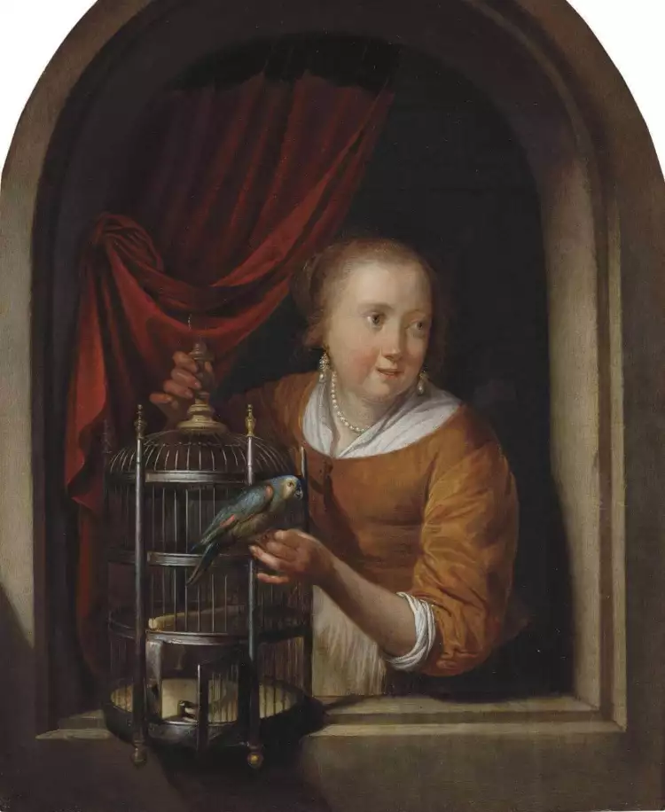 Питер Корнелис ван Слингеланд. «Девушка с попугаем»