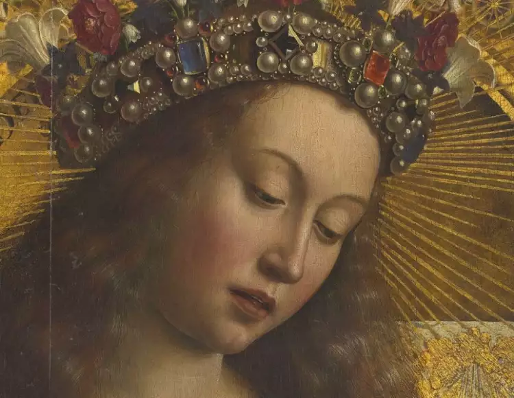 Ян ван Эйк. Картина «Гентский алтарь». Фрагмент «Образ Борогодицы», 1432