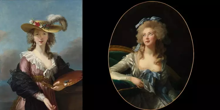 Известные женщины-художницы. Автопортрет Виже Лебрен в соломенной шляпке (1782) и работа «Мадам Гранд» (1783)