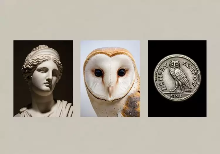 Символы афинской тетрадрахмы: богиня Афина и сова