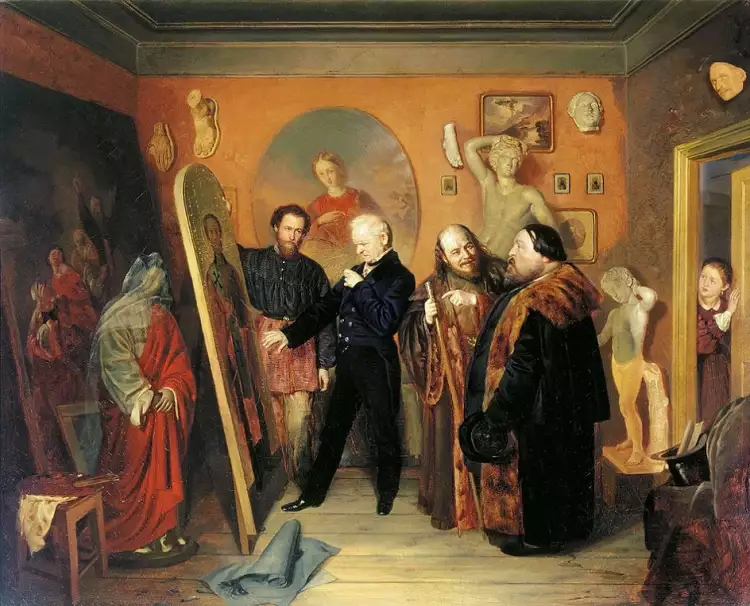 Василий Пукирев. Картина «В мастерской художника», 1865