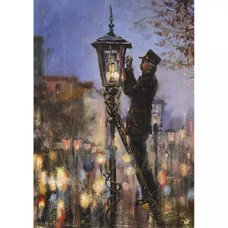 Исчезнувшие профессии на картинах художников. «Фонарщик», Сергей Кроповинский