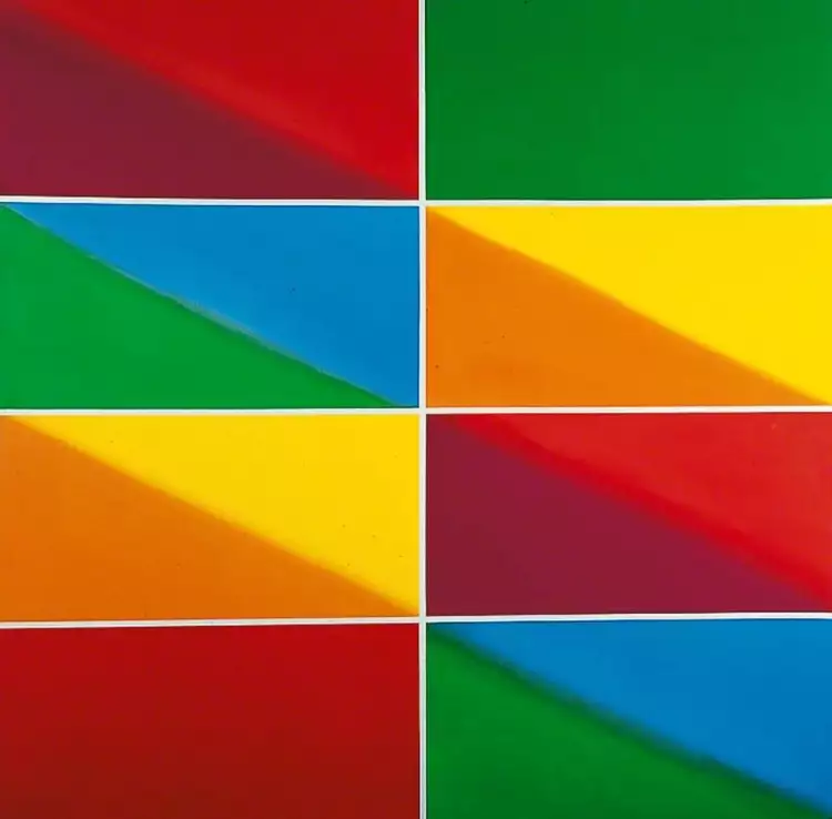 Acryl. Mark Lancaster. Cambridge rot und grün, 1970 Acryl. Mark Lancaster. Cambridge rot und grün, 1970