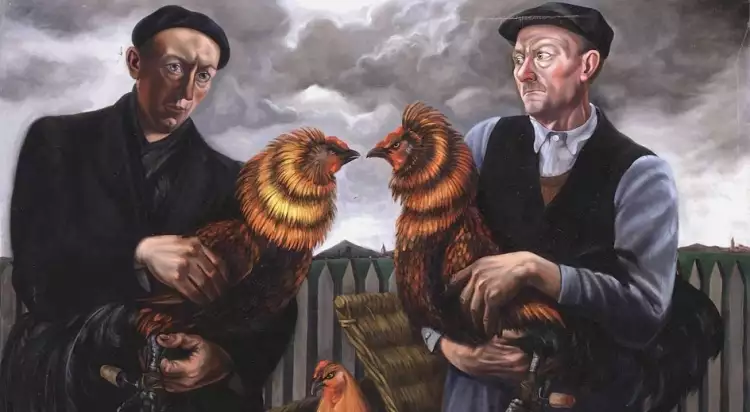 Андре Фужерон. Картина «Бойцовые петухи», 1950