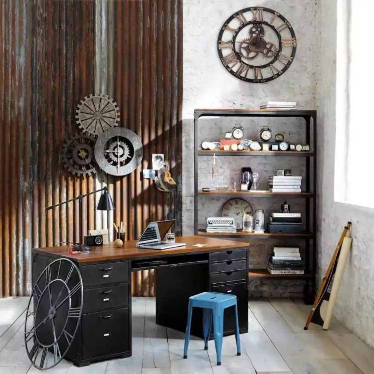 Стиль стимпанк. Интерьер кабинета с часами и шестеренками в стиле стимпанк Стиль стимпанк. Интерьер кабинета с часами и шестеренками в стиле стимпанк