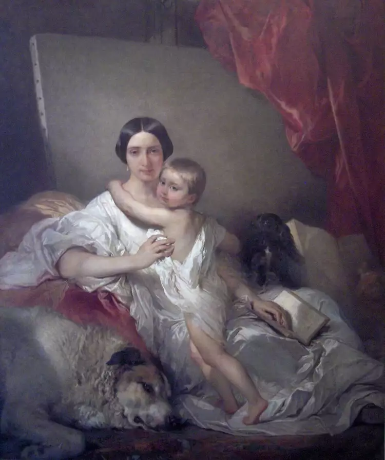 Луи Галле. Картина «Портрет мадам Луи Галле и ее дочери», 1848