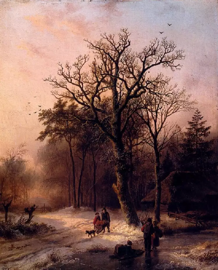 Баренд Корнелис Куккук. Картина «Зимний лес», 1842 Баренд Корнелис Куккук. Картина «Зимний лес», 1842