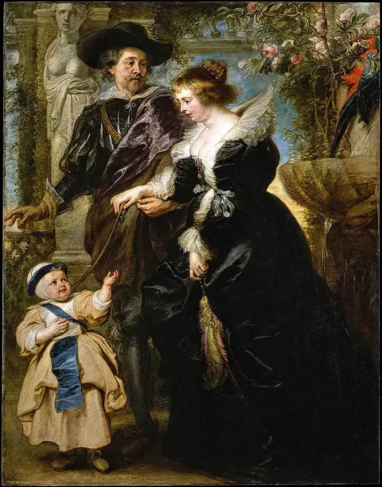 Художники-левши. Автопортрет Рубенса с Еленой Фоурмен и их ребёнком, 1638