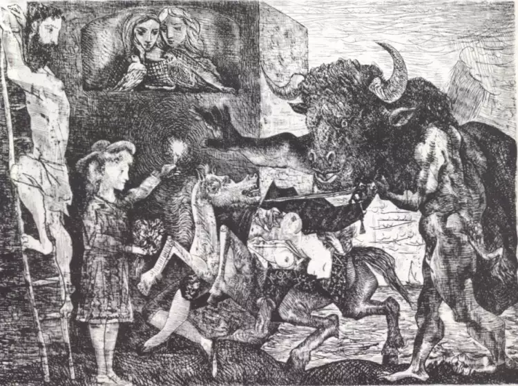 Гравюра Пикассо «Минотавромахия»