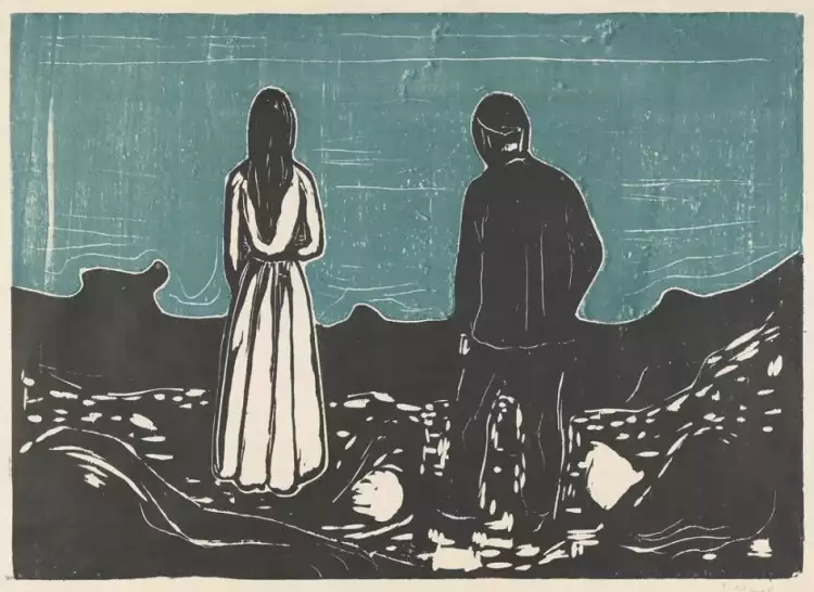 Гравюра Эдварда Мунка «Двое (Одинокие)»