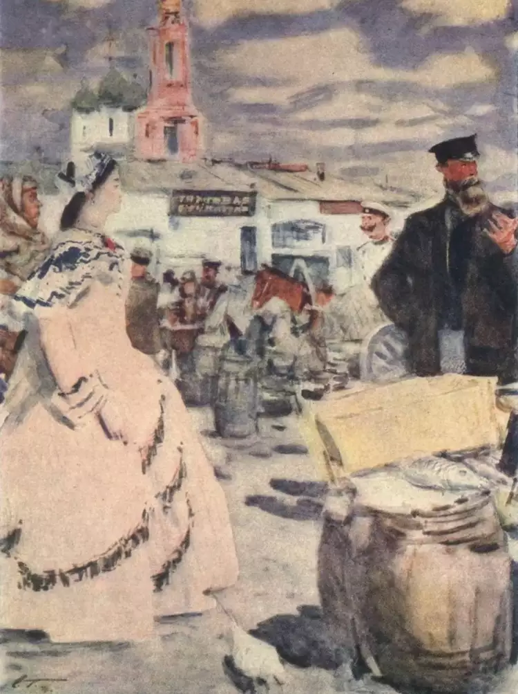 Сергей Герасимов. Акварель «Иллюстрация к роману М. Горького Дело Артамоновых», 1947