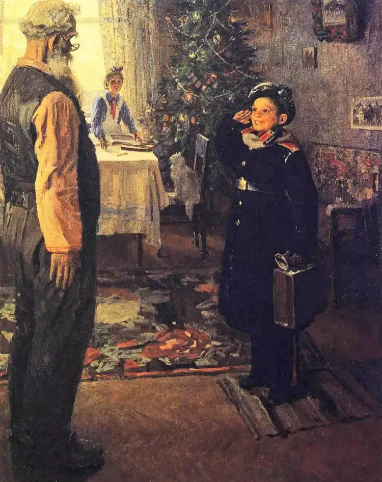 Фёдор Решетников. Картина «Прибыл на каникулы», 1948