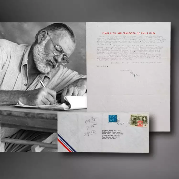 HERMANN HISTORICA Auction. Letter from Ernest Hemingway