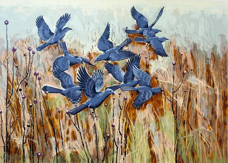 Шелкография. Гай Маккой. «Голубые птицы», 1963 Шелкография. Гай Маккой. «Голубые птицы», 1963